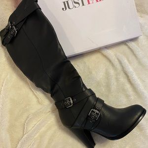 NWT. JustFab Tall Buckle Boots